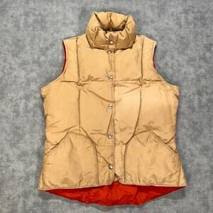 Vintage 70s Sierra Designs Down Fill Puffer Vest Womens 7/8 Beige Snap Front
